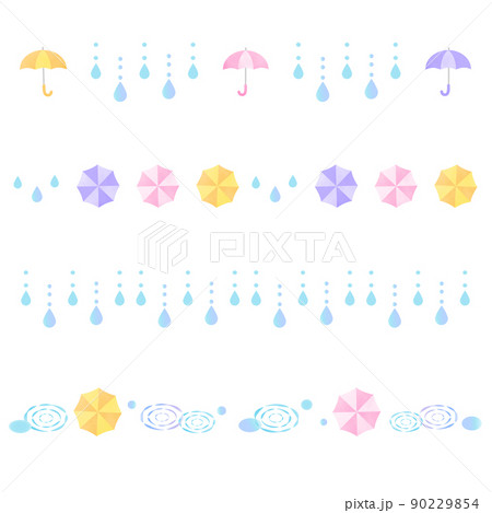 傘 ライン セット 雨のイラスト素材