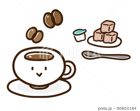 コーヒー 珈琲 イラスト かわいいの写真素材