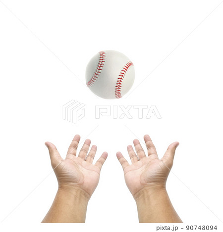野球 握る ボール 手の写真素材