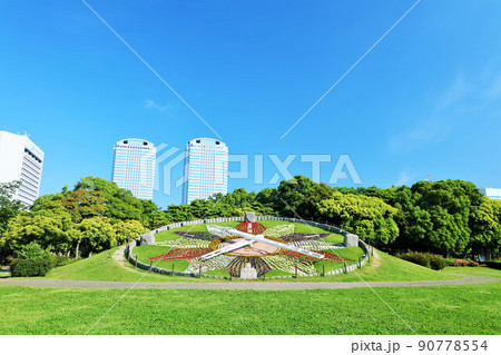 幕張海浜公園 花時計 公園 幕張の写真素材