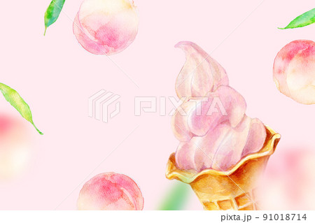 フルーツ 桃 イラスト かわいいのイラスト素材