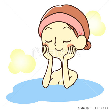 女性 温泉 入浴 人物 女の子のイラスト素材