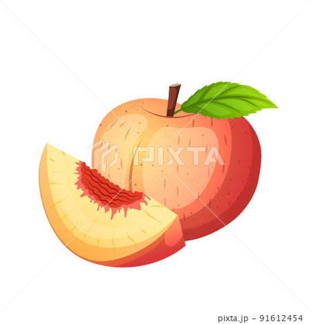 Cartoon Fruit peach number 5, digit five 18753542 Vector Art at