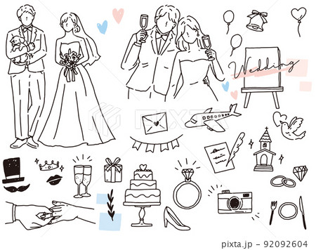 ウェディング ウェディングドレス ブライダル シルエットのイラスト素材