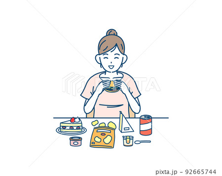 暴飲暴食のイラスト素材