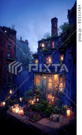 中世ヨーロッパ 町並みのイラスト素材