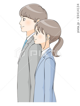 男 スーツ 横向きのイラスト素材