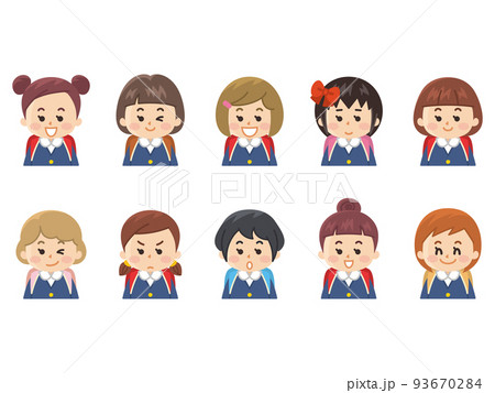 小学生 女の子のイラスト素材