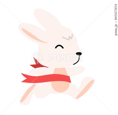 走る うさぎ ランニング かわいい イラストのイラスト素材