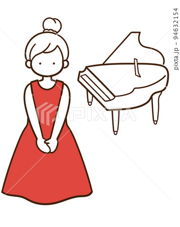 ピアノ 女の子 ピアノ発表会 人物のイラスト素材