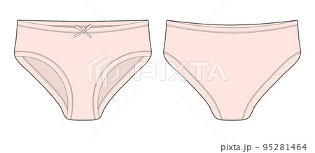 Vector panties. Set of four types of women underwear - pink and