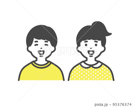 イラスト モノクロ 子供 学校のイラスト素材