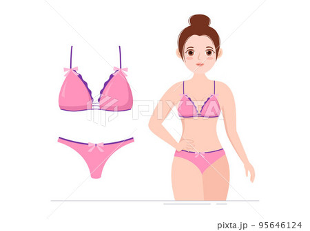 Women undergarment. Woman underwear, girls bra and panties