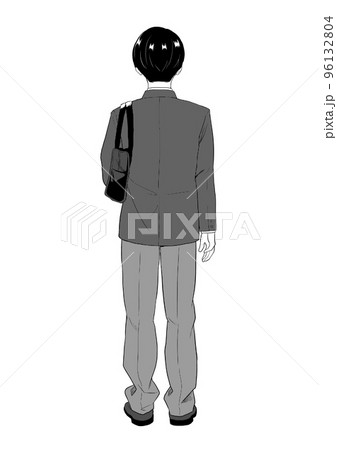 学生 後ろ姿 中学生 人物のイラスト素材