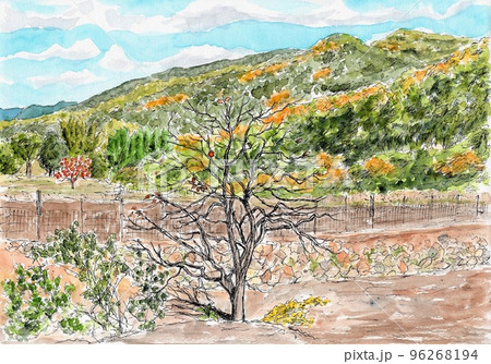 スケッチ 風景画 水彩画 紅葉のイラスト素材 - PIXTA