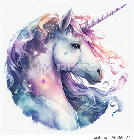 Cute magical unicorn. Print for t-shirt. Romantic hand drawing