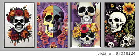 ドクロ スカル 骸骨 現代アートのイラスト素材 - PIXTA
