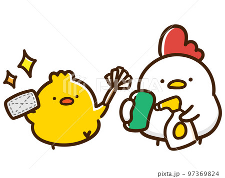 掃除 にわとり ひよこ 親子のイラスト素材 - PIXTA