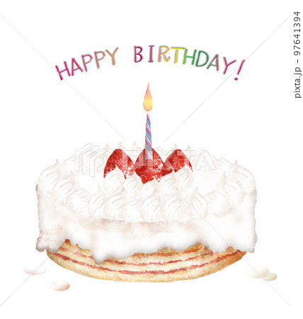 バースデー ケーキ 水彩画 手描きのイラスト素材 - PIXTA
