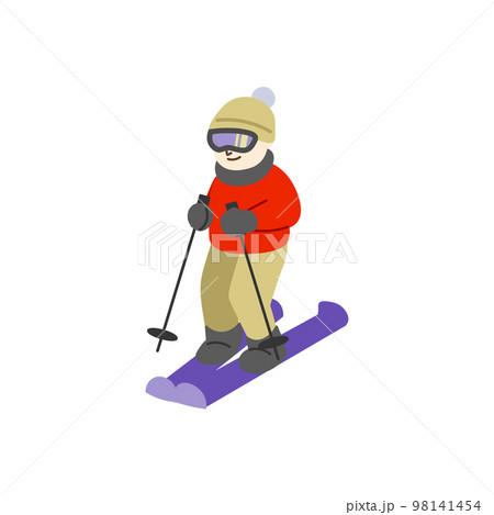 Cute Skiing Girl Dressed in Winter Clothes - Stock Illustration  [108990558] - PIXTA