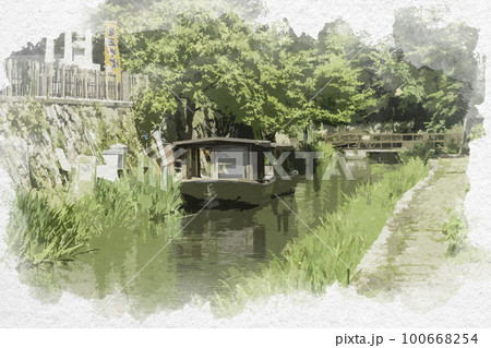 近江八幡堀 水彩の写真素材 - PIXTA