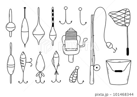 Set of elements for fishing.Collection of - Stock Illustration  [101468344] - PIXTA