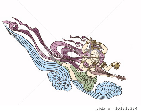 水墨画 飛天 天女 ブランド公式通販サイト 水墨画 飛天 天女 絵画 - 絵画