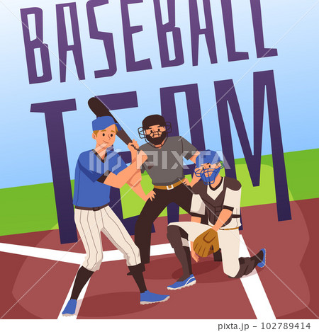 Baseball players flat color vector faceless characters. Batter and catcher  in uniform isolated cartoon illustration for web graphic design and  animation. Professional sport, university activities, Stock vector