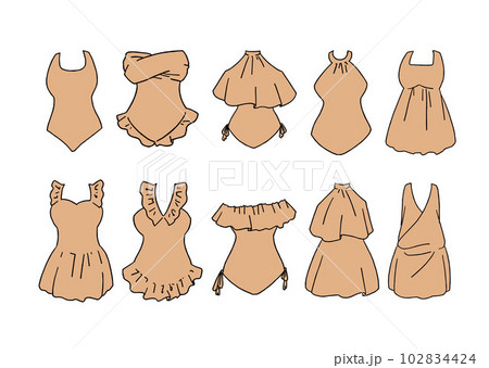Collection Women Clothes Dresses Names Stock Vector (Royalty Free