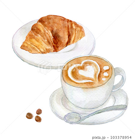 お気に入りのカップ　今朝の気分 　水彩画イラスト オレンジ色に染まった柿の水彩画風イラストイラスト - No: 25507985