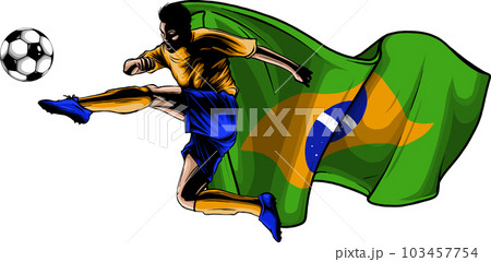 Vector - Football Player with Soccer Ball Stock Photo - Illustration of  football, motion: 196029084