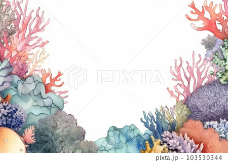 水彩画 歩くサンゴ 絵画