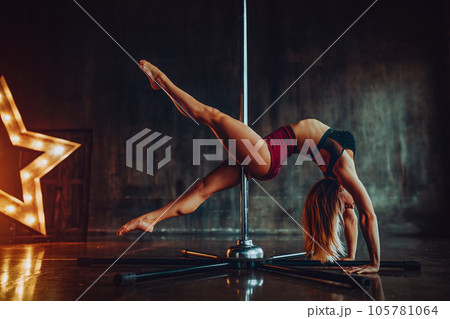 Pilates Indoor. Fit Caucasian Woman Practice Inverted Shoulder