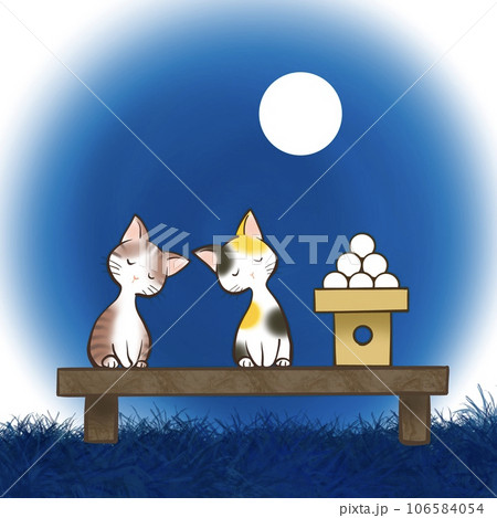 猫 動物 月見 お月見のイラスト素材 - PIXTA