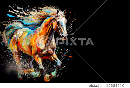 馬 水彩画 走る 駆けるのイラスト素材 - PIXTA