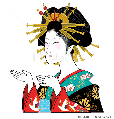 花魁 着物 日本画の写真素材 - PIXTA