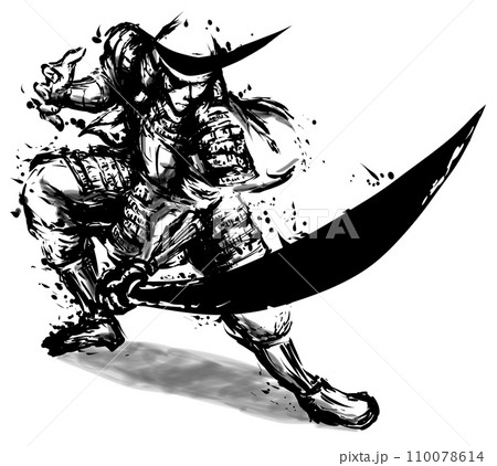 侍 武士 水墨画 モノクロの写真素材 - PIXTA