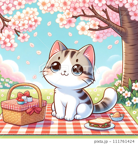 猫 春 桜 満開のイラスト素材 - PIXTA