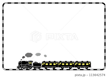 SL 蒸気機関車 シルエット フレームのイラスト素材 - PIXTA
