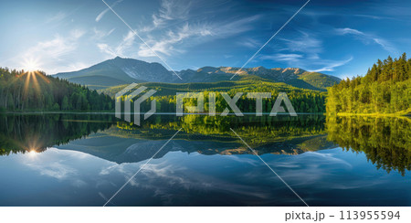 山 湖 風景 自然のイラスト素材 - PIXTA