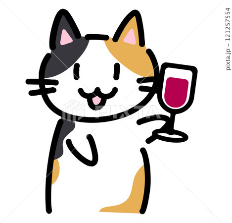 ねこ ネコ 猫 ワインのイラスト素材 - PIXTA