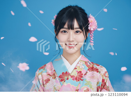 女性 桜 ポートレート 和服のイラスト素材 - PIXTA