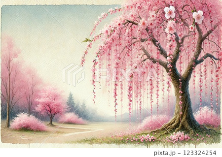 さくら しだれ桜 水彩画 イラストのイラスト素材 - PIXTA