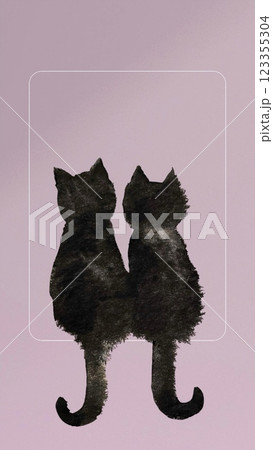 猫 黒 二匹 ねこのイラスト素材 - PIXTA