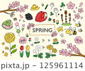 春の手描きイラストセットのイラスト素材 [126287362] - PIXTA