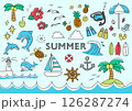 夏の手描きイラストセットのイラスト素材 [126491848] - PIXTA