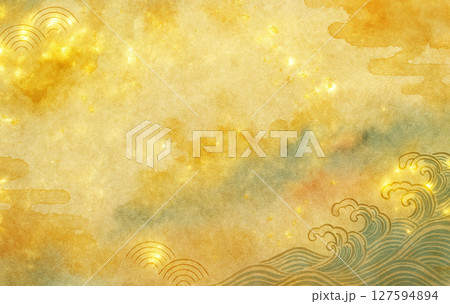 日本画 金屏風 金箔 雲の写真素材 - PIXTA