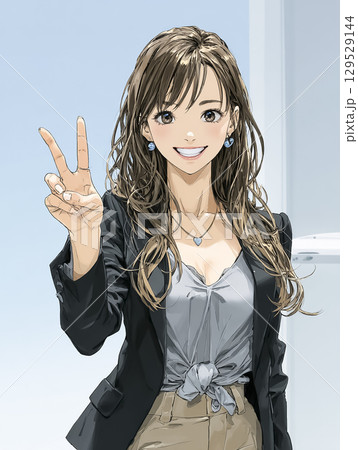 ピースサイン vサイン 女性 ポーズの写真素材 - PIXTA