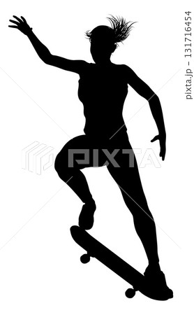 女性シルエット グラフィック スケートボード シルエット スケボーのイラスト素材 - PIXTA