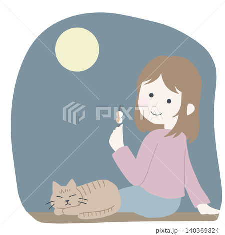 十五夜 猫 月見 満月のイラスト素材 - PIXTA